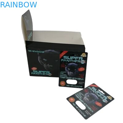 Venda a retalho Custom Rhino 100k 150k 200k cápsula comprimidos de melhoria da medicina cartão de embalagem 3d com caixa de exibição de papel
