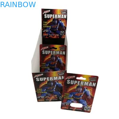 Venda a retalho Custom Rhino 100k 150k 200k cápsula comprimidos de melhoria da medicina cartão de embalagem 3d com caixa de exibição de papel