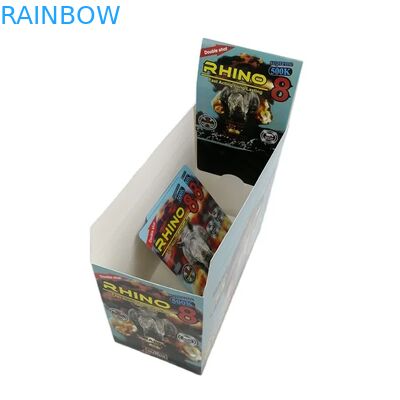 Venda a retalho Custom Rhino 100k 150k 200k cápsula comprimidos de melhoria da medicina cartão de embalagem 3d com caixa de exibição de papel
