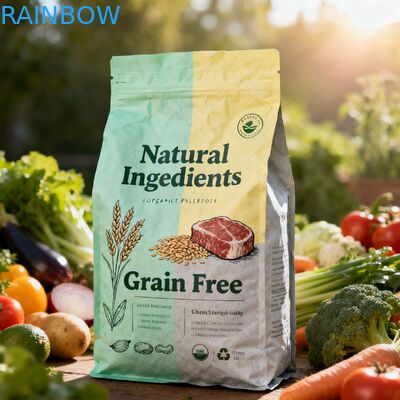 Sacos Mylar Personalizados Biodegradáveis para Embalagem de Alimentos para Animais, com Reforço Lateral, para Cães e Gatos, com Zíper e Válvula