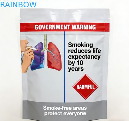 Selo resealável de 3 lados 25g 30g 40g 50g 100g saco de cigarro de folha de fumo bolsa de tabaco de rolamento com zíper