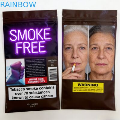 Selo resealável de 3 lados 25g 30g 40g 50g 100g saco de cigarro de folha de fumo bolsa de tabaco de rolamento com zíper