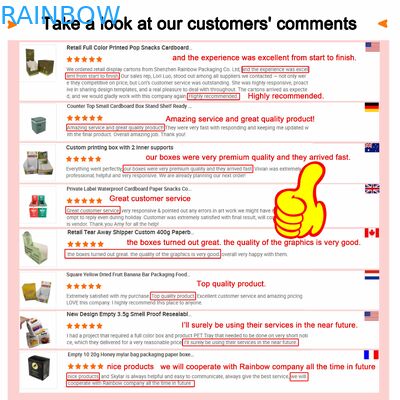 Caixa de Papel de Tamanho Personalizado com Janela Transparente para Exibição e Espessura de 350g para Embalagem de Alimentos