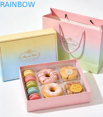 Premium Food Grade Base dobrável e caixa de tampa para bolo Sushi macarrão sobremesas padaria caixa de presente com saco de papel