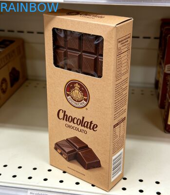 Caixa de Papel Kraft Biodegradável de Grau Alimentício Personalizada com Janela Transparente para Embalagem de Barra de Chocolate