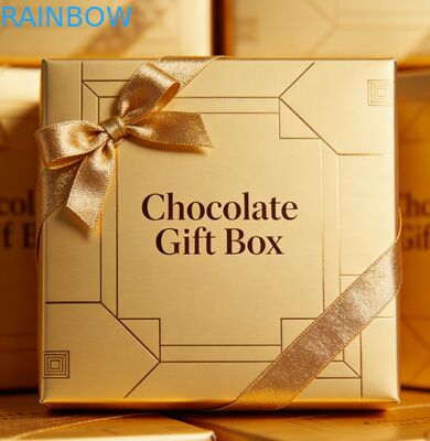 Caixa de Presente de Casamento com Estampagem Dourada Personalizada e Janela Transparente para Doces e Chocolates