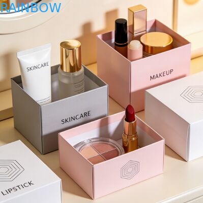 Caixa de embalagem cosmética biodegradável de impressão personalizada Caixa de presente para cuidados com a pele com estamparia de ouro e embalagem de presente de perfume em relevo