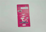 Um cartão de papel do comprimido ajustado do sexo que empacota a cor vermelha do costume do cartão da bolha do rinoceronte V7 da tira
