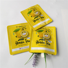 Malote liso de empacotamento cosmético personalizado lustroso amarelo do skincare do sabor do chá verde do saco/folha