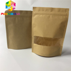 Os sacos de papel impressos feitos sob encomenda com o saco Ziplock de Brown Kraft para o café/chá com janela estão o malote acima de empacotamento