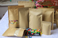 Levante-se sacos de papel feitos sob encomenda de Kraft com janela e zíper para doces