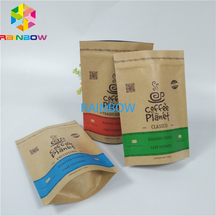 Baixo saco de empacotamento do papel de Brown dos sacos de papel do armazenamento do alimento de Moq com o malote de empacotamento de papel da folha de alumínio do zíper