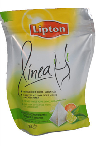 O ANIMAL DE ESTIMAÇÃO curvado gracioso de Lipton/sacos de empacotamento chá de VMPET/PE levanta-se
