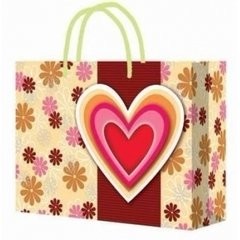 Saco de papel personalizado do punho para sacos de papel do presente da compra/coração para a lembrança