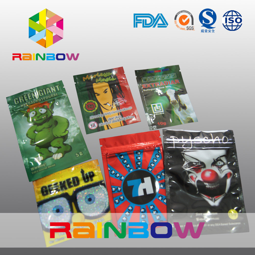 Empacotamento erval do incenso do selo três lateral/saco do zíper pot-pourri da especiaria