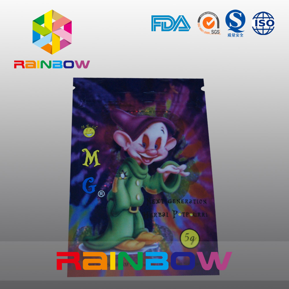 do incenso erval lateral do selo de 5g OMG três saco de empacotamento com zíper
