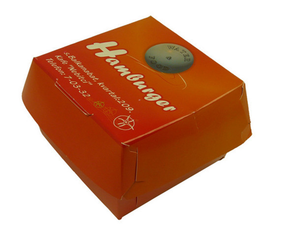 Projeto impresso costume de empacotamento da caixa de papel para o restaurante do fast food