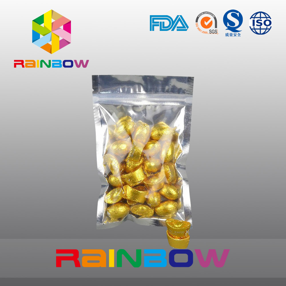 sacos do petisco 100g que empacotam a folha dianteira da parte traseira de Transprent com zíper