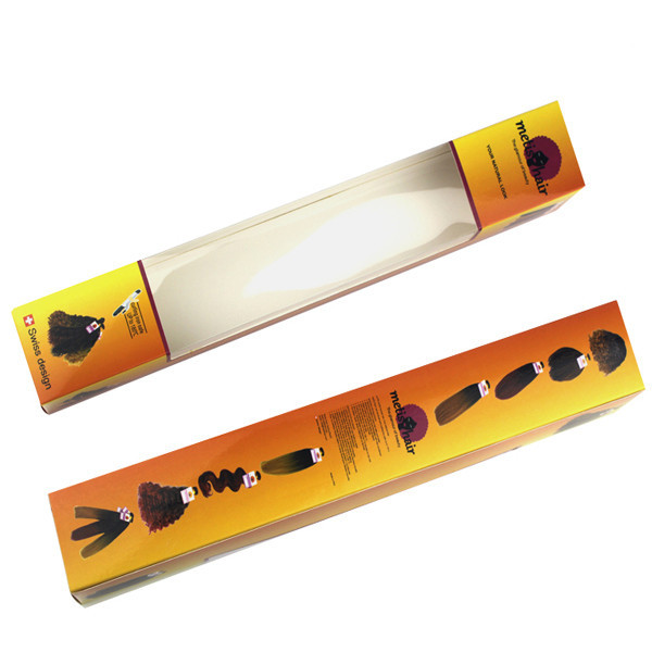 Caixa de papel que empacota com janela clara, caixa de papel da extensão do cabelo da extensão do cabelo