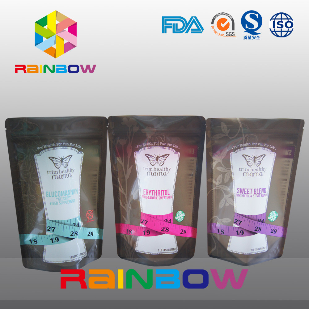 O reforço inferior ziplock plástico ensaca para o empacotamento do açúcar/doces/especiaria