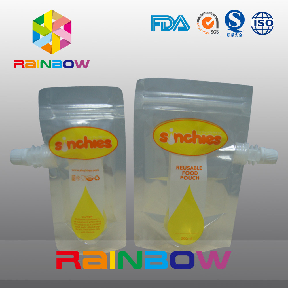 Levante-se o malote líquido do suco, impressão do gravure dos malotes da bebida dos zíperes