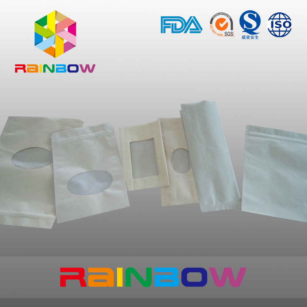 O saco de papel de Brown Kraft está o saco acima de empacotamento com zíper, saco Ziplock para doces/alimentos