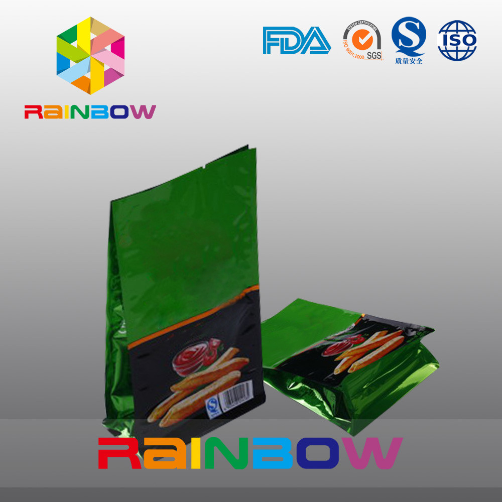 Saco de plástico da folha de alumínio, malote do selo da parte inferior lisa 8 para o alimento de petisco/batatas fritas