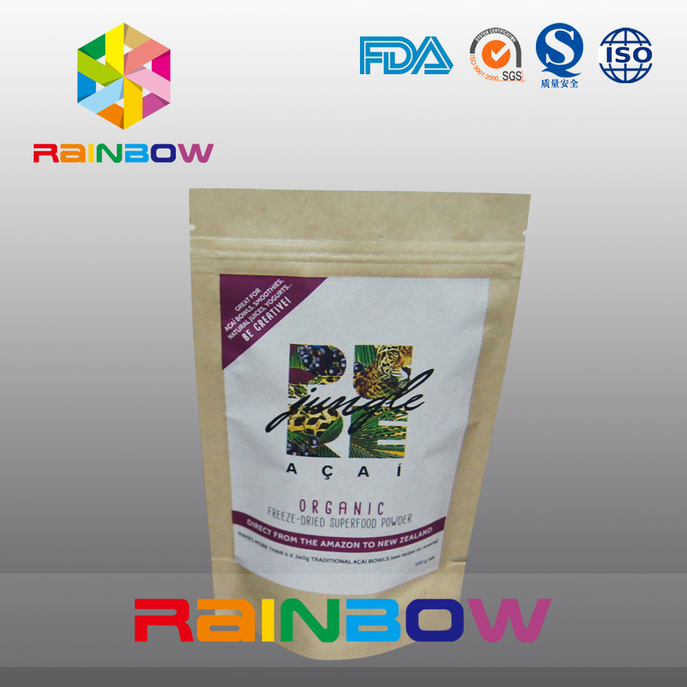 Saco personalizado impresso do empacotamento de alimento de Doypack do zíper dos sacos de papel