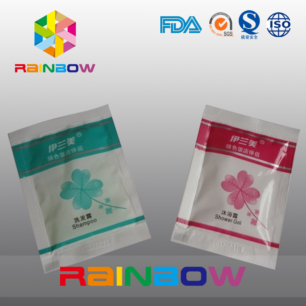 Três - Saco de empacotamento cosmético selado lado do malote para o empacotamento do gel do champô/chuveiro