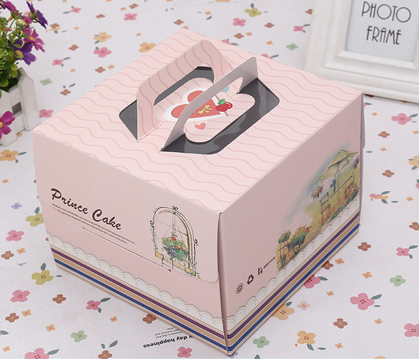 Empacotamento quadrado azul cor-de-rosa da caixa de papel de bolo de aniversário/caixa de presente personalizada