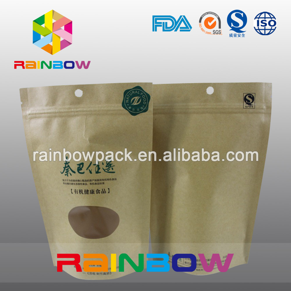 O papel de embalagem reciclável Doypack de 2oz Levanta-se sacos de café com janela