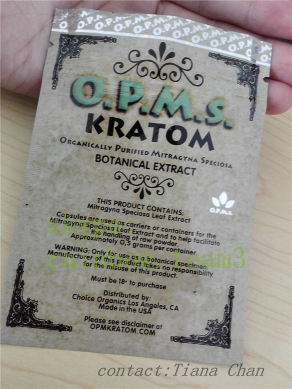 A folha de alumínio levanta-se o malote para o pó aumentado do kratom extraído do kratom