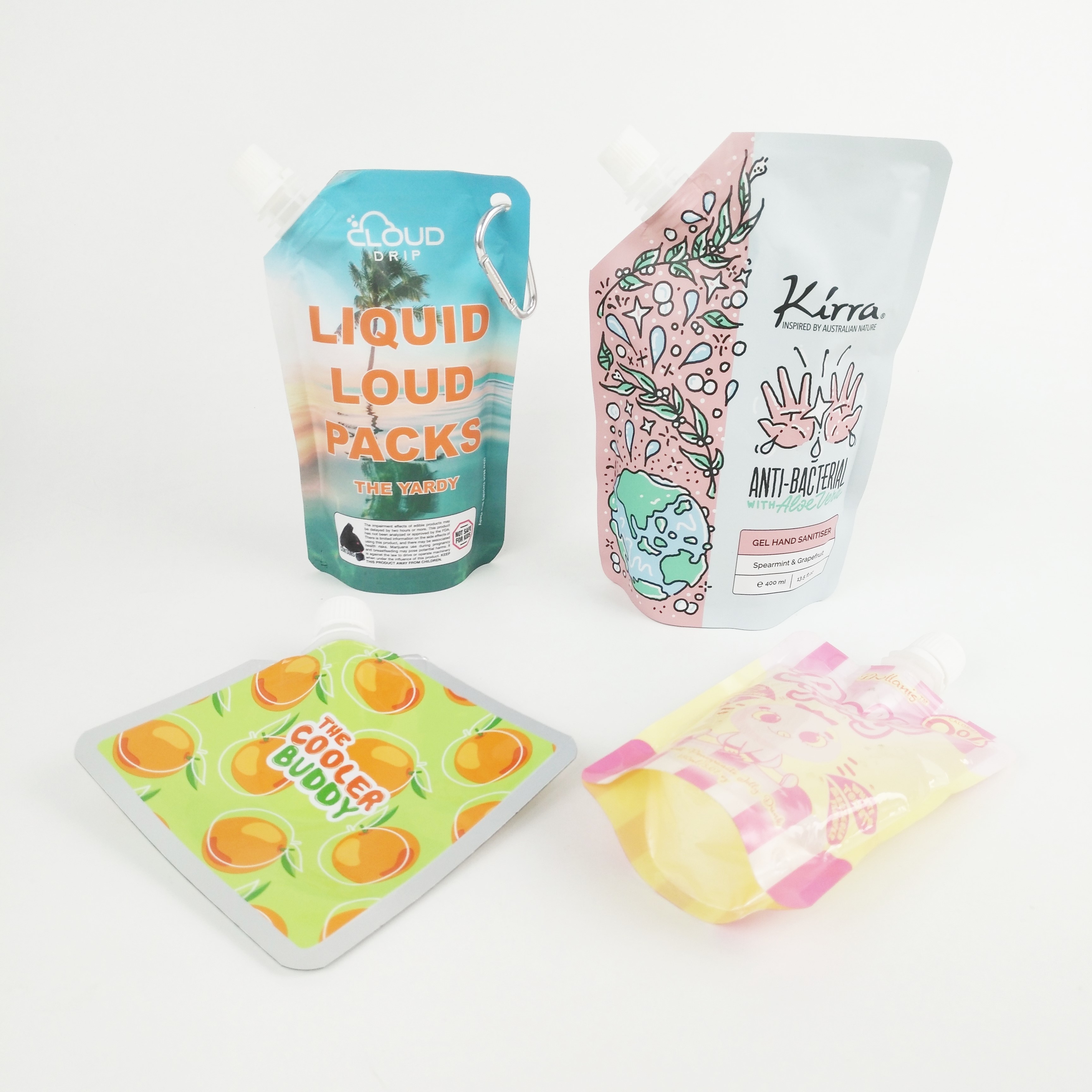 Suporte jorrado cosmético de empacotamento do líquido do malote feito sob encomenda do bico do champô acima dos malotes