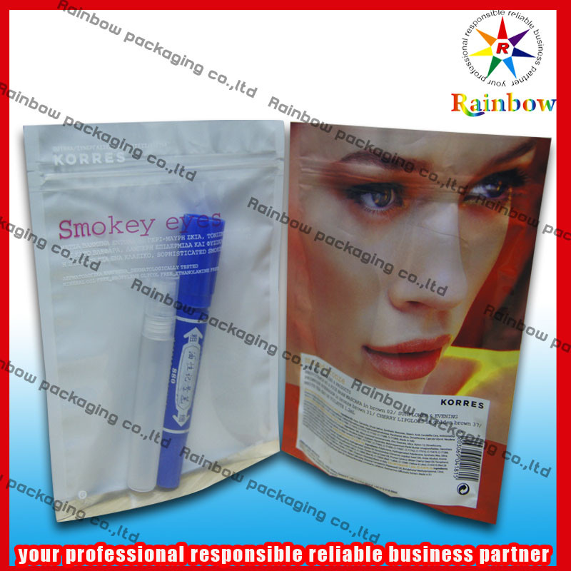 Saco de empacotamento cosmético Bpa da folha de alumínio livre com fechamento do fecho de correr
