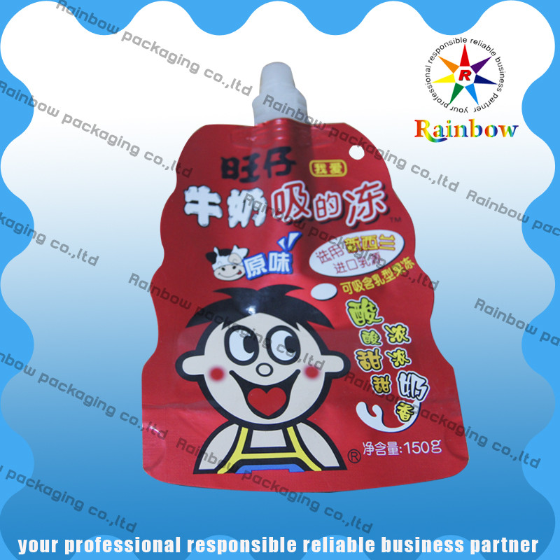 Plástico levante-se o empacotamento do malote do bico biodegradável para o leite