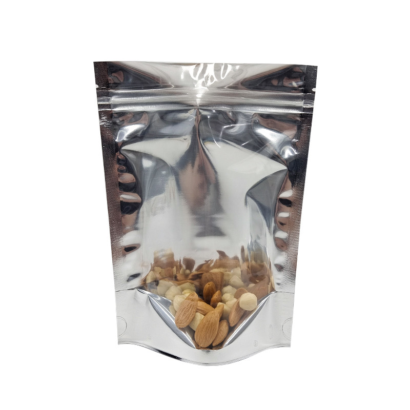 Folha de alumínio de CMYK que empacota a janela Front Silver Back Stand Up do espaço livre de Mylar Doypac Resealable