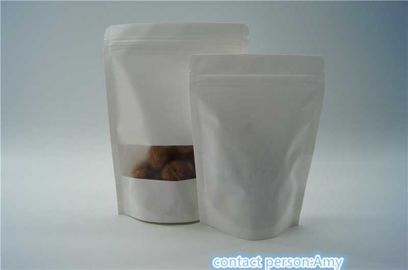 Empacotamento branco Ziplock do saco do petisco do papel de embalagem Favorável ao meio ambiente