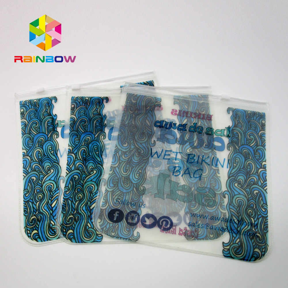 Saco transparente do biquini do saco do PVC, saco plástico do roupa de banho de EVA com zíper