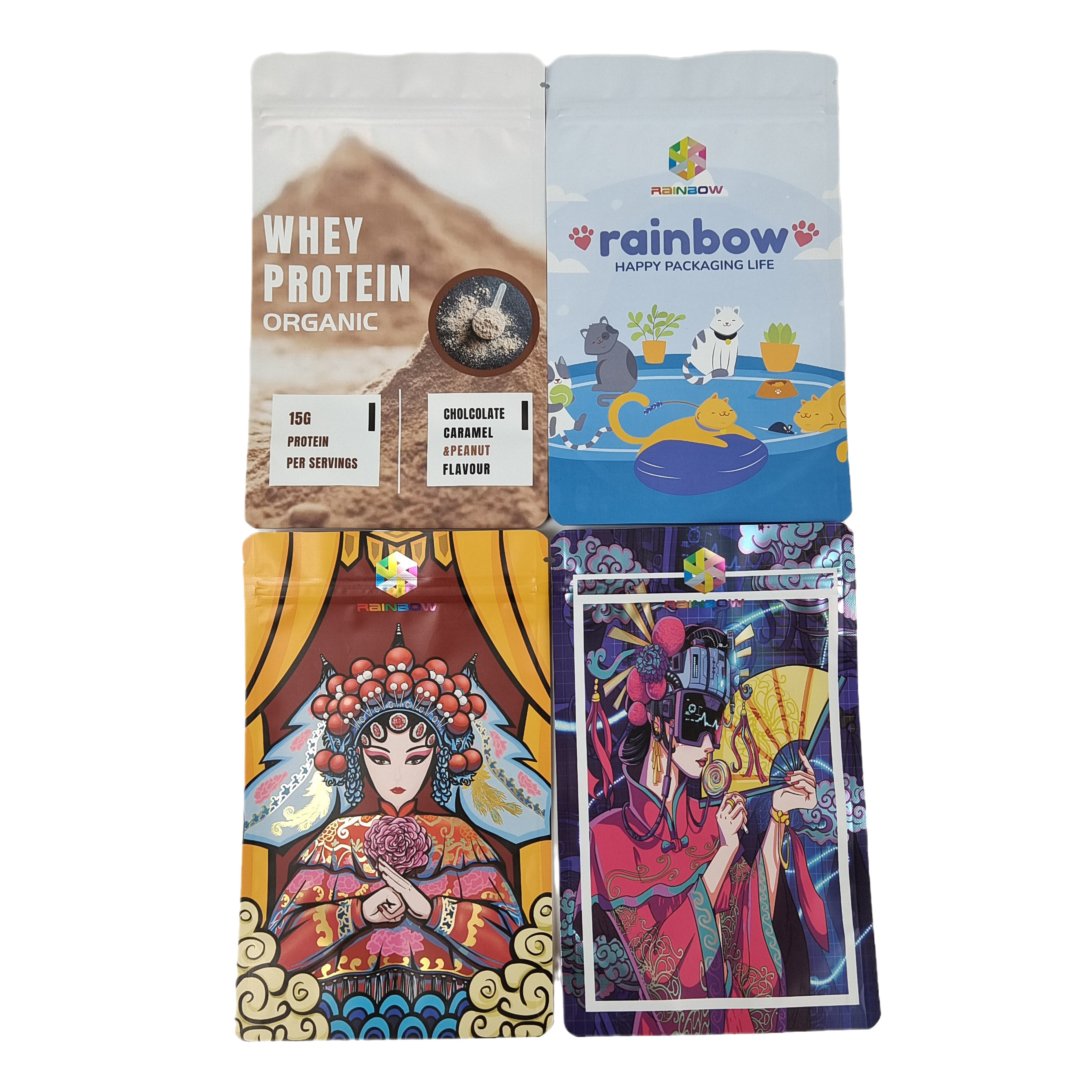 Embalagem de grau alimentício folha de alumínio fosca personalizada comestível Mylar Snack Sacos com zíper