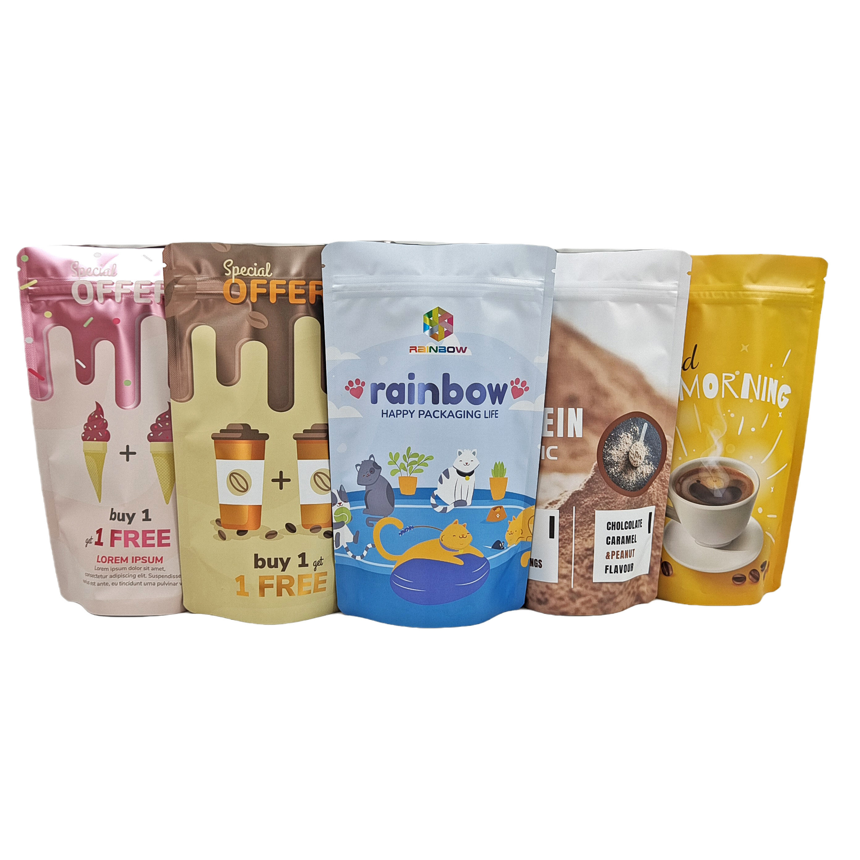 Bolsa comestível com zíper em pé 100 g de plástico para doces/lanches/café/comida para animais de estimação Sacos de Mylar