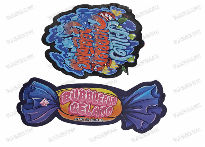 O alimento dado forma especial cortado Mylar de empacotamento Ziplock plástico do saco irregular do petisco 3.5g ensaca