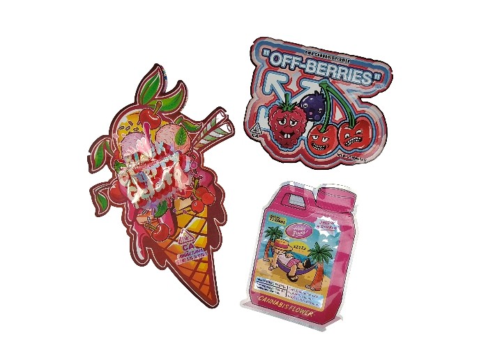 O Ziplock sem perigo para as crianças plástico de Mylar do holograma 3.5g ensaca especial irregular cortado dado forma