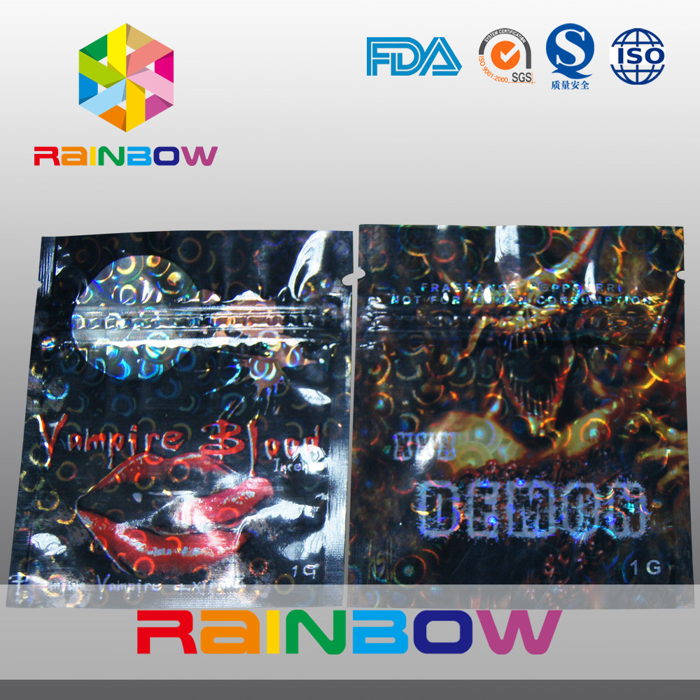 Mini sacos Ziplock laminados do incenso erval material do macaco com entalhes do rasgo