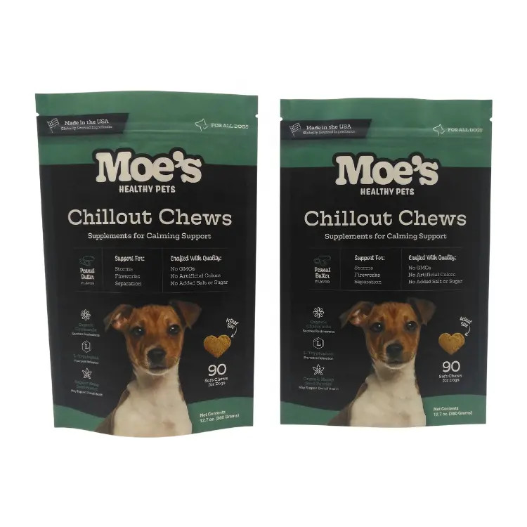 Saco de refeição para animais de estimação com fecho de fecho em cores CMYK para armazenamento de alimentos para animais de estimação de longa duração