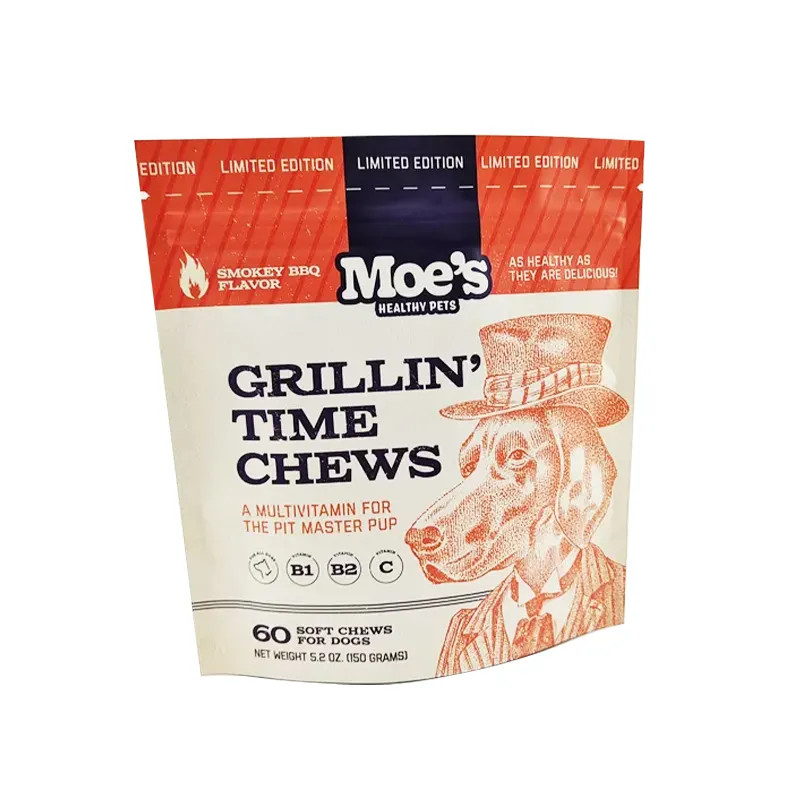 Saco de alimentação para animais com entalhe de lágrima para sacos de embalagem de guloseimas para cães