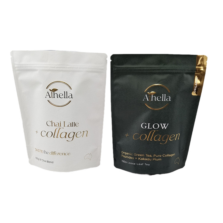 Bolsa de papel Kraft à prova de umidade personalizada com estampagem a quente Bolsas à prova de cheiro ecológicas com logotipo