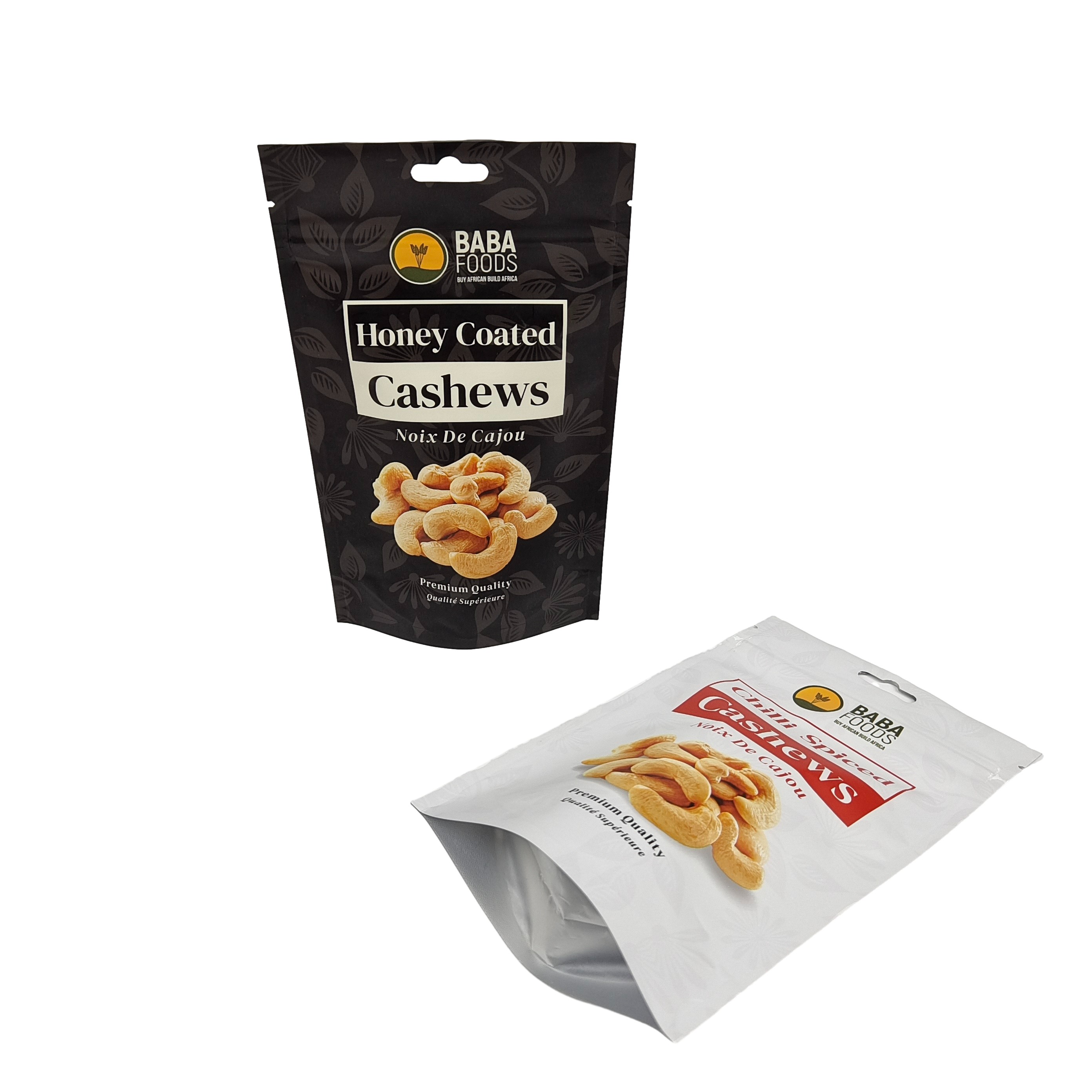 Embalagem de alimentos de lanches refeitáveis personalizados Bolsas de zíper Stand Up Cashew Nuts Embalagem Bolsa de zíper