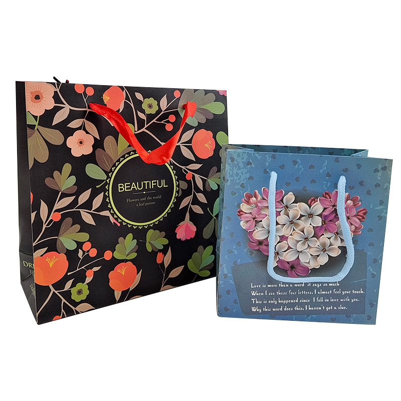 Impressão de logotipo personalizado Embalagem de papel Kraft reutilizável com alça Embalagem de papel Kraft Saco de presente