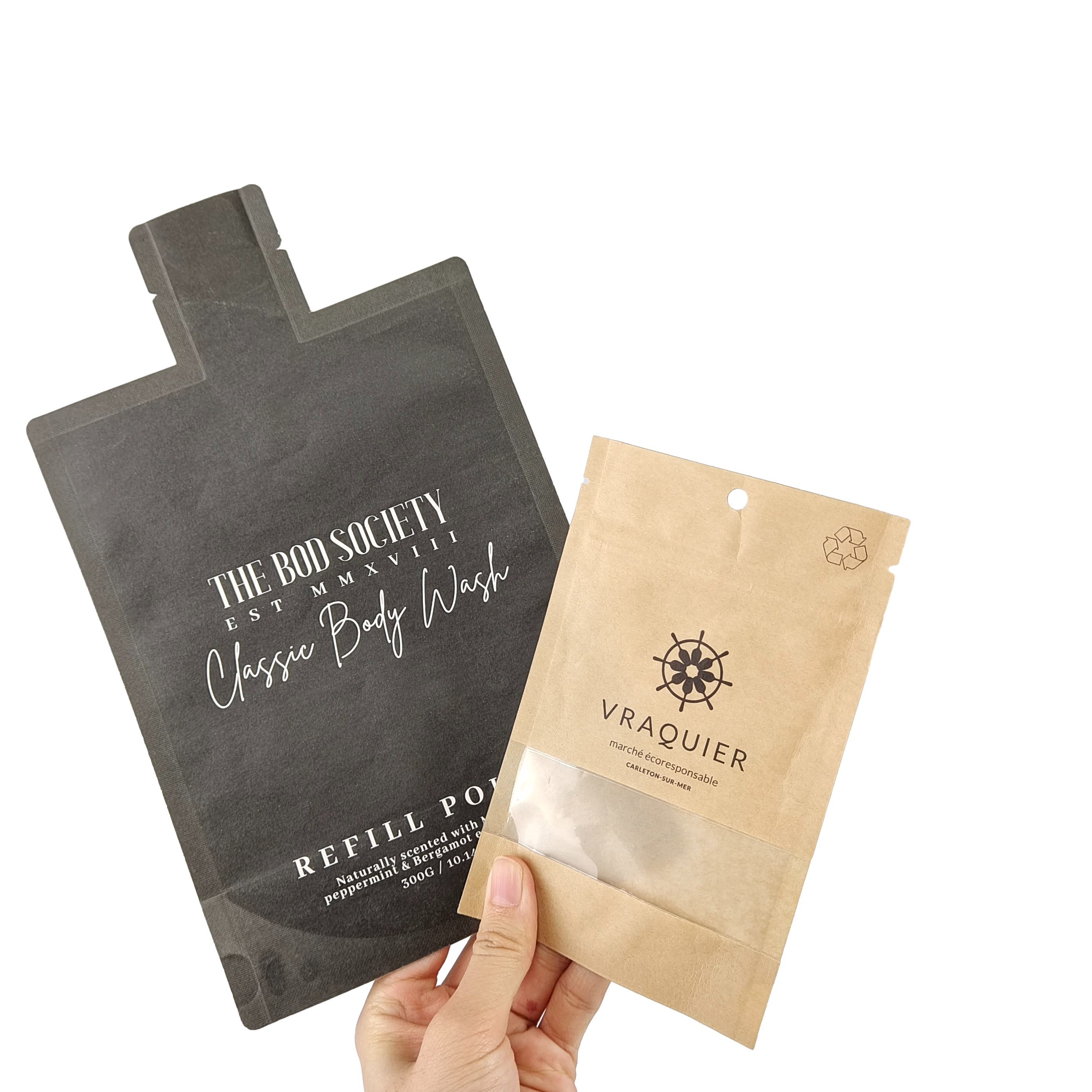 Sacos de selos de folha metálica plana e à prova de odor Sacos de selos de Mylar Heal Saco de janela congelada Textura com buraco de suspenso Saco de selos de três lados