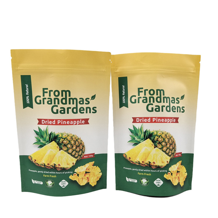 Impressão personalizada Carimbo de ouro reutilizável Bolsa de papel Kraft Impressão digital Bolsas Mylar ecológicas